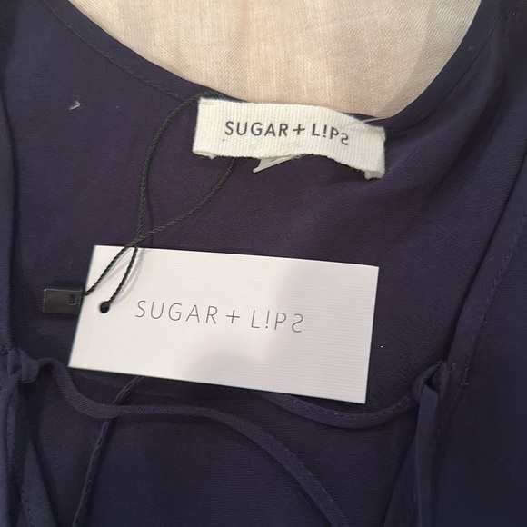 Navy Lace Front Ruffle Tank - Picture 7 of 8